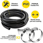 Flexible PVC Pipe2" Dia Black PVC Pipe, ID2" x50 feet Pool Hose,Spa Hose Tubing for Koi Ponds, Pond Tubing,Irrigation and Water Gardens,With 2PCS Stainless Steel Clamps - Image 5