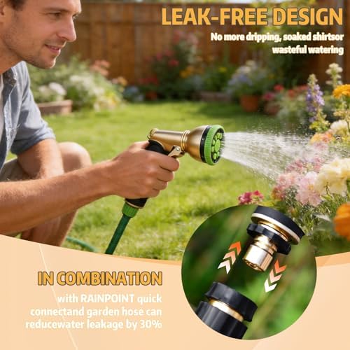 High Pressure Hose Sprayer - Heavy Duty Metal Garden Hose Nozzle with 9 Adjustable Spray Patterns, Water Spray Nozzle for Watering Plants, Lawn Care, Car Wash & Pet Cleaning (green) - Image 5