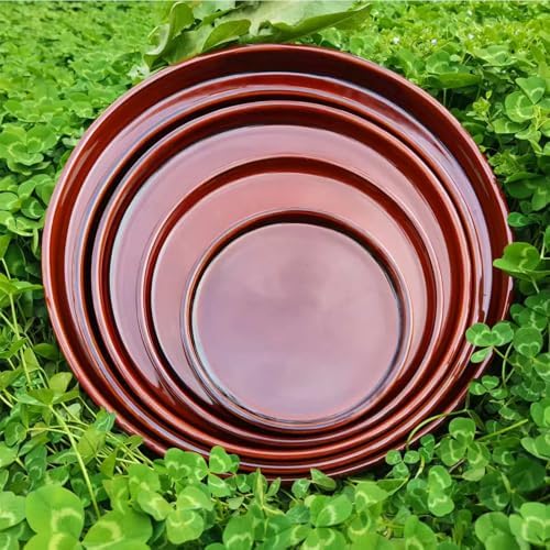 Ceramic Plant Saucer 10 Inch, Round Plant Trays for Indoors/Outdoors, Flower Pot Saucers for Holding Water Drips and Soil, Ceramic Drainage Tray for Plant Pot (Reactive Glaze Brown) - Image 6