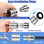 3/4 Inch Stainless Steel Garden Hose Quick Connect Fittings, 5 Pack - Image 5