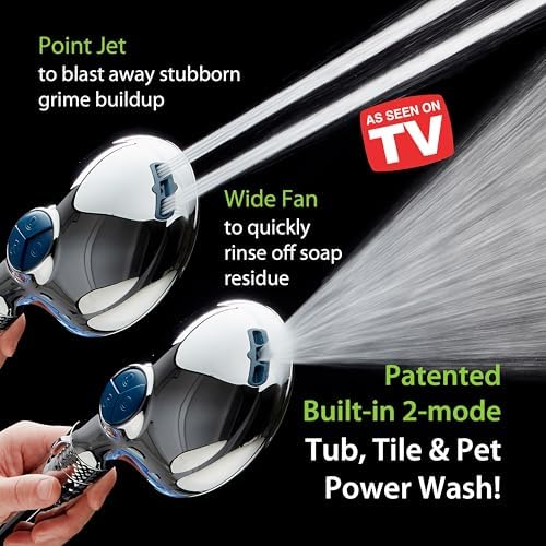 AquaCare High Pressure 6-way Dual Shower Head Combo with Built-in Filter & Power Wash - Clean Tub, Tile & Pets. Remove Chlorine, Lead & Toxins from Water to Protect Skin, Hair, & Nails. Chrome Finish - Image 3