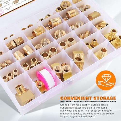 68PCS Brass Pipe Fitting & Adapters Assortment for Air/Fuel/Water/Oil Hose - Image 6
