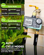 2 Way Hose Splitter & 2 Zone Sprinkler Timer - Dual Programmable Water Timer, Automatic Irrigation System, Anti-Leak Outdoor Faucet Connector for Lawn & Garden - Image 2