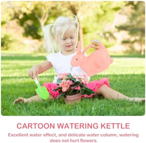 Garneck Rabbit Watering can for Kids 1.2L Plastic Garden Water Sprinkler Cute Bunny Shape Small Indoor Outdoor Plant Pot for Children - Image 3
