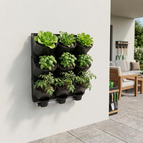 Vertical Wall Planter 3-Tier, 9-Pot Hanging Plant Holder(Black) - Image 6