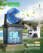 Ausic 9L Bucket Portable Misting Fan for Outdoors Patios, 30000mAh Rechargeable Battery Operated Camping Fan, 3 Strong Winds, 3 Large Spray Outlets, for Fishing/Travel/Garden Party/Golf/Tent/Office - Image 2