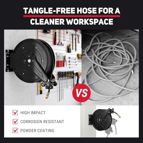 Pressure Washer Hose Reel 3/8" x 50 ft, Retractable Reel Only - Image 6