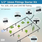 DIG 1/2" 16mm Drip Irrigation Compression Fittings Quick Start Kit | Fits .620"–.640" OD Poly Drip Tubing | High-Impact Plastic | UV Resistant | Leak-Free Performance - Image 3