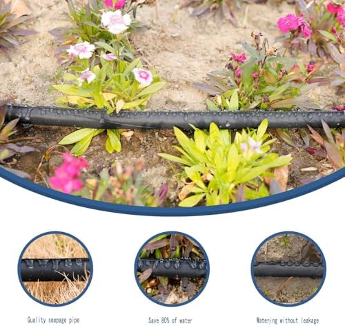Soaker Hose 50FT 1 Pack, Thickened Flat Drip Irrigation Hose, Save 80% Water, Leak-Free Design Watering Hose for Garden Lawn Flower Bed Vegetable Field 50ft - Image 2