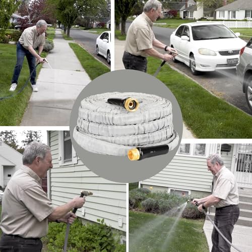 YOTOO Garden Hose 75FT, Lightweight, Durable, Flexible, Non-Expanding, Kink-Free Water Hose with Solid Brass Fittings for Outdoor, Watering flants and flowers, Car Wash, Gray - Image 6