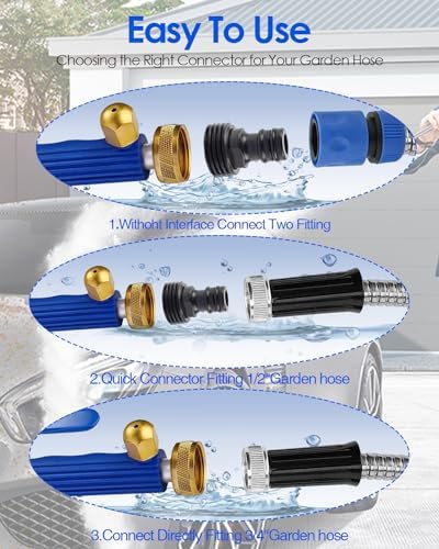 2026 Upgrade Jet Nozzle for Garden Hose 2-in-1 Jet Nozzle High Pressure Hose Nozzle with 2 Different Nozzles and Hose Quick Connectors for Car Pet Garden Cleaning - Image 3