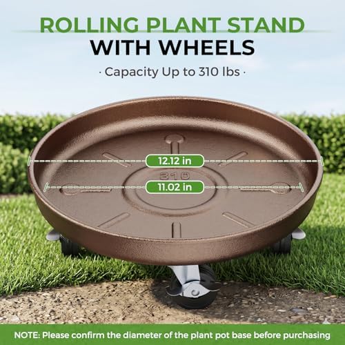Plant Caddy With Wheels 12" Metal Plant Saucers for Indoors 310 Lb Capacity - Image 3
