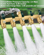 5 Way Hose Splitter, Heavy Duty Full Flow Garden Hose Splitter with 5 Large Metal Handles, Brass Water Hose Bib Splitter, T Adapter Connector with 3/4 - Inch GHT Thread (Green) - Image 6