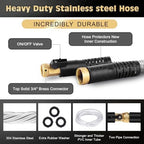 Metal Garden Hose 75FT Stainless Steel Heavy Duty Flexible Lightweight Water Hoses Pipe with 10-Function Spray Nozzle and 3/4" Solid Brass Fittings No Kink Durable for Outdoor Yard & Lawn - Image 2