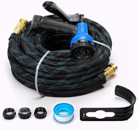 50ft Non-Expandable Garden Hose, Durable Fabric, Brass Connectors by Unknown