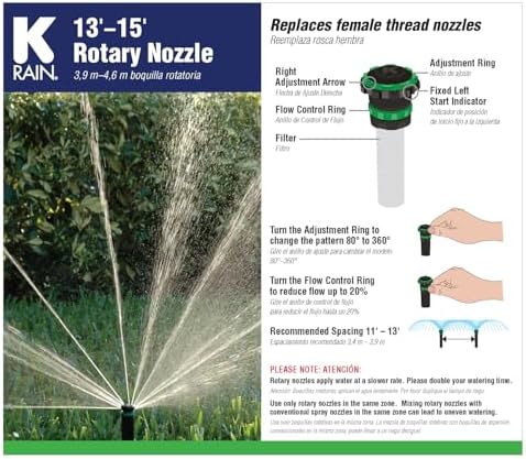 K Rain 80°-360° Adjustable Rotary Nozzle 13'-15', 6 Pack - Image 4