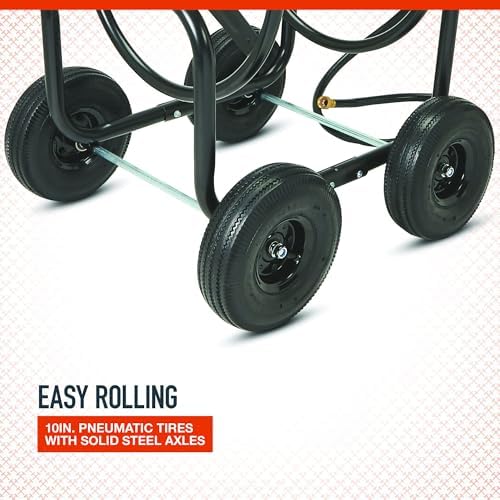 Ironton Hose Reel Cart, Holds 300ft. of 5/8in. Hose, 6ft. Leader Hose - Image 3