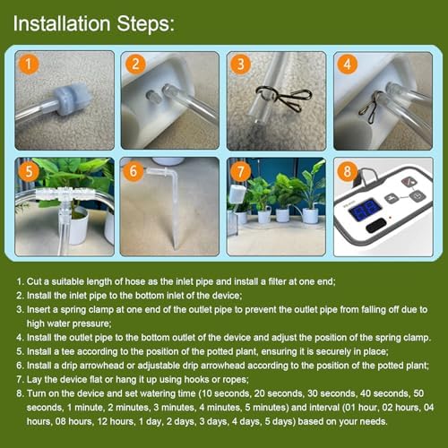 Plant Automatic Watering Machine, Low Noise Digital Programmable Water Timer, Automatic Drip Irrigation Kit for 6 Potted Plants - Image 7