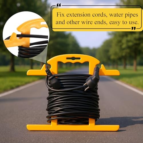 Ripeng 10 Pcs Heavy Duty Extension Cord and Hose Reel with Carrying Handle, Durable ABS H-shape Design Fits 100ft Cord Cable or Water Hose, 50ft Soaker Tube Management (Yellow) - Image 6