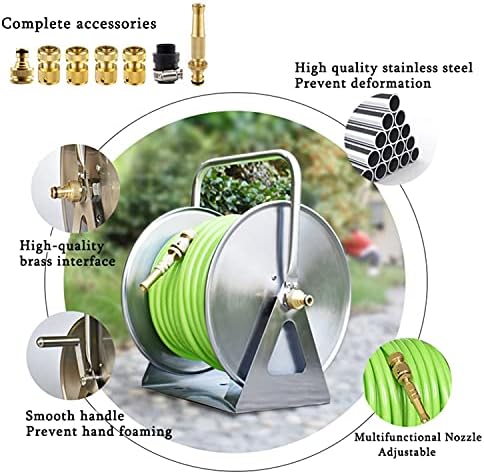 Stainless Steel Garden Hose Reel - Wall/Floor Mounted, 100ft Hose Capacity, Multi-Purpose Metal Water Hose Reel. - Image 2