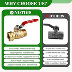 Full Flow Hose Splitter 2 Way Heavy Duty & Brass Garden Hose Shut Off Valve with Full-Flow Design - Image 3