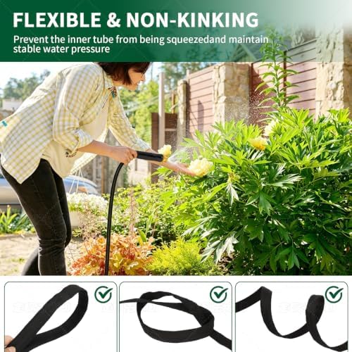 Garden Hose 100 FT Non-Expanding, Ultra-Lightweight, Kink-Resistant, Burst-Proof, Lead-Free & All-Weather Flexible High-Pressure Hose for Watering, Yard Work, Car Cleaning & Pet Bathing (100 FT) - Image 5