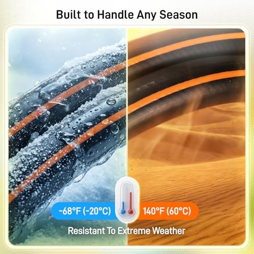 Garden Hose, 75ft 5/8" Heavy Duty Rubber Water Hose, 550 PSI Burst, 360° Anti-Kink Swivel Connectors, All-Weather Flexible, Leakproof 3/4" Brass Male to Female Fittings - Image 5