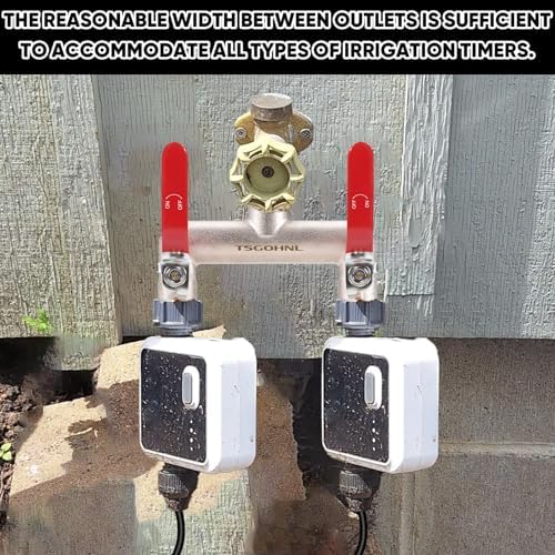 2 Way Hose Splitter, 3/4" GHT Brass Garden Hose Splitter (Red) - Image 4