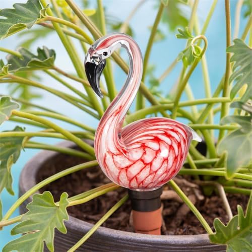 Evergreen Family Products Tropical Oasis Art Glass Flamingo Watering Globe with Terracotta Spike, 1 Count by Unknown