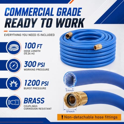 Sivak 3/4" x 100 ft Commercial Garden Hose 1200psi Lightweight Flexible - Image 2