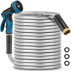 Garden Hose 100FT with 10 Function Nozzle, Water Hose with Leak-proof Connectors No-Kink Lightweight Puncture-proof Pet-proof Sturdy Hose for Outdoor Yard（Light Silver） by Itsonestep