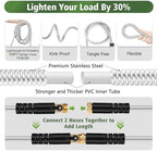 Metal Garden Hose 100 ft Stainless Steel Water Hose Heavy Duty Flexible Lightweight Durable Long No Kink Hoses Pipe with 10 Function Nozzle Strong 3/4’’ Solid Brass Fitting for Outdoor Yard - Image 3