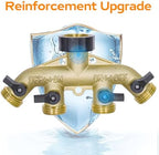 Hose Splitter 4 Way, Diivoo Heavy Duty Brass Hose Y Connector, High Flow Spigot Splitter, Easy Grip Faucet Adapter, Solid Spigot Shut Off Valve for Outdoor Gardening, 3/4" Standard - Image 2