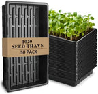 50-Pack Heavy-Duty 1020 Seed Trays No Holes, Thick Plastic Plant Flats by BTPLASTIK