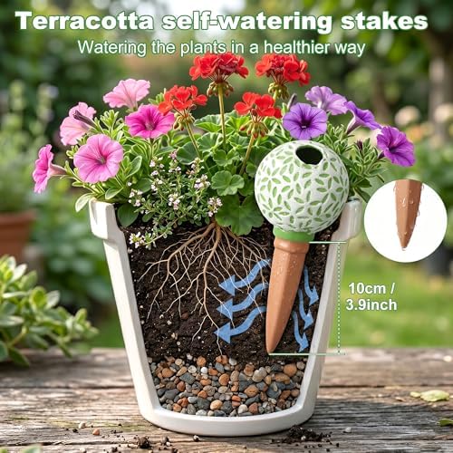 4-Pack Terracotta self-Watering Stakes for Indoor Plants - Image 2