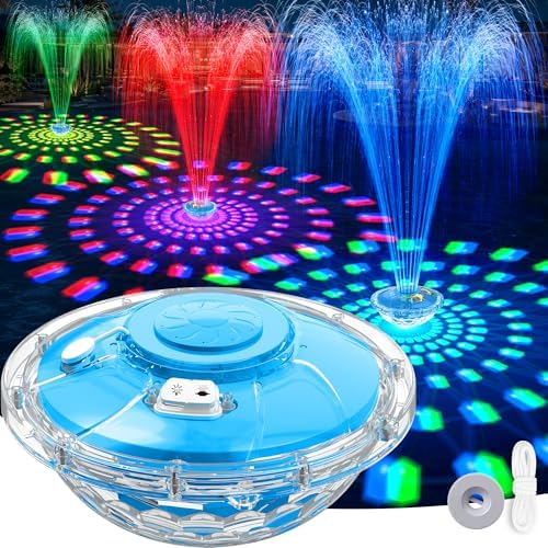 Upgraded Floating Pool Fountain with Light,Large Rechargeable Pool Fountain by PoolPol