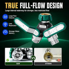 Garden Hose Splitter 2 Way, All-Metal Heavy Duty Water Spigot Splitter,with 3.68" Extra Long Handles, with Dual Shut-Off Valves, High Flow 3/4" GHT Outdoor Faucet Adapter,Green - Image 4