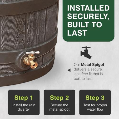 Good Ideas Rain Wizard Water Collection Barrel, 50 Gallon, Oak, 4 Pack - Image 4