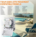 2026 Upgraded T104M Pool Timer Mechanism Only, 208-277V 40A DPST, 24-Hour Heavy-Duty Timer Switch for Pool Pumps/Lights/Water Heater/HVAC,High-Contrast White Dial, 4 Pairs of Trippers Included - Image 6