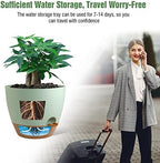UOUZ 12inch 2Pack Large Self Watering Planters, Plastic Plant Pots with 60oZ Removable Deep Reservoir and Multi Mesh Drainage Holes for Indoor Outdoor Garden Plants and Flowers, Green with Brown - Image 5