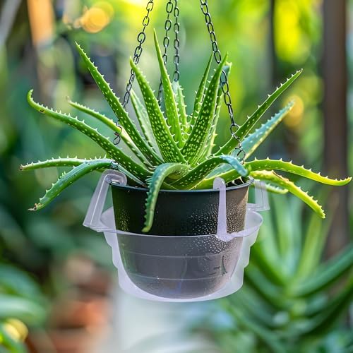 Adnee 12 Pcs 12 Inch Hanging Plant Water Catcher-Clear Plastics Plant Water Catcher Tray-Hanging Plant Saucers Drip Pans for Indoor Outdoor Hanging Basket Flower Pot - Image 6
