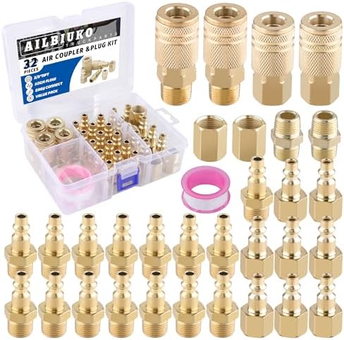 32 PCS Air Coupler & Plug Kit,1/4 Inch Body Size x 3/8 Inch Male by Ailbiuko