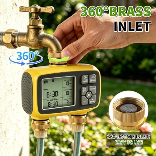 Boltigen Upgraded Brass Sprinkler Timer-2 Zone Water Hose Timers with Metal Inlet & Outlet-Waterproof & Programmable Design Timer Rain Delay & Manual Watering, for Outdoor Garden Irrigation Lawn Yard - Image 6