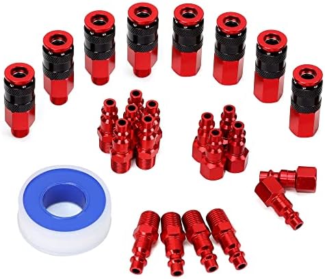 Aluminum Air Fittings, 1/4" NPT, 25 Pieces, Red by FYPower
