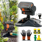 16-Nozzle Oscillating Sprinkler with Dual-Zone Sprinkler Water Timer, Adjustable Garden Sprinkler Watering System, 360° 16-Hole Automatic Rocking Sprinkler (Standard, Sprinklers) by Unknown