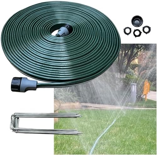 Watoo 2026 Sprinkler Hose & Soaker Hose for Yard - 50 FT Reinforced Flat Garden Hose with Holes, Heavy Duty No-Kink Lawn Irrigation Hose (Includes Stakes, High Pressure Spray) by WATOO