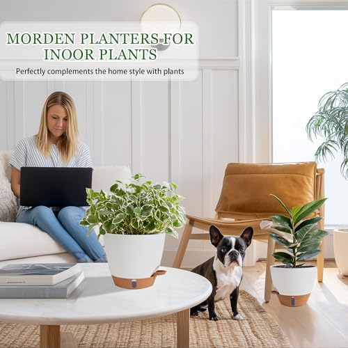 Self Watering Pots for Inoor Ourdoor Plants 10/9/8/7/6.5" Plastic Planters - Image 2
