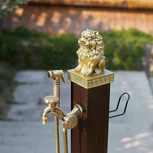 Freestanding Outdoor Garden Hose Holder Stand with Brass Faucet, Heavy Duty Metal Water Hose Storage Stake Rack for Backyard, Antifreeze Cracking(Hose Included) (Color : - Image 3