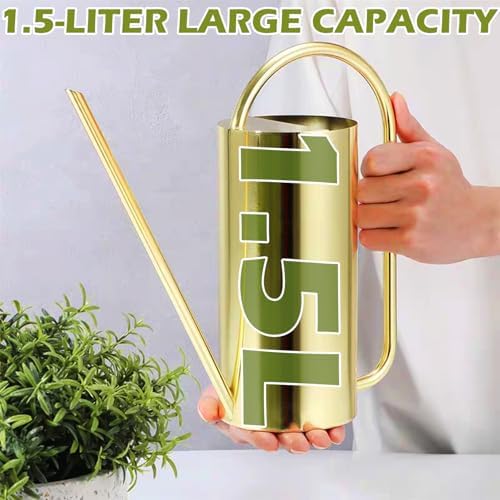 Watering Can Outdoor, 50 oz/1.5L Watering Can with Long Spout and Handle, Stainless Steel Garden Watering Pot for Outdoor and Indoor Plants - Image 3