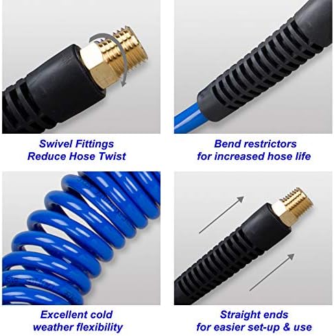 18 Pieces Air Compressor Accessories Kit with Recoil Poly Air Hose - Image 5